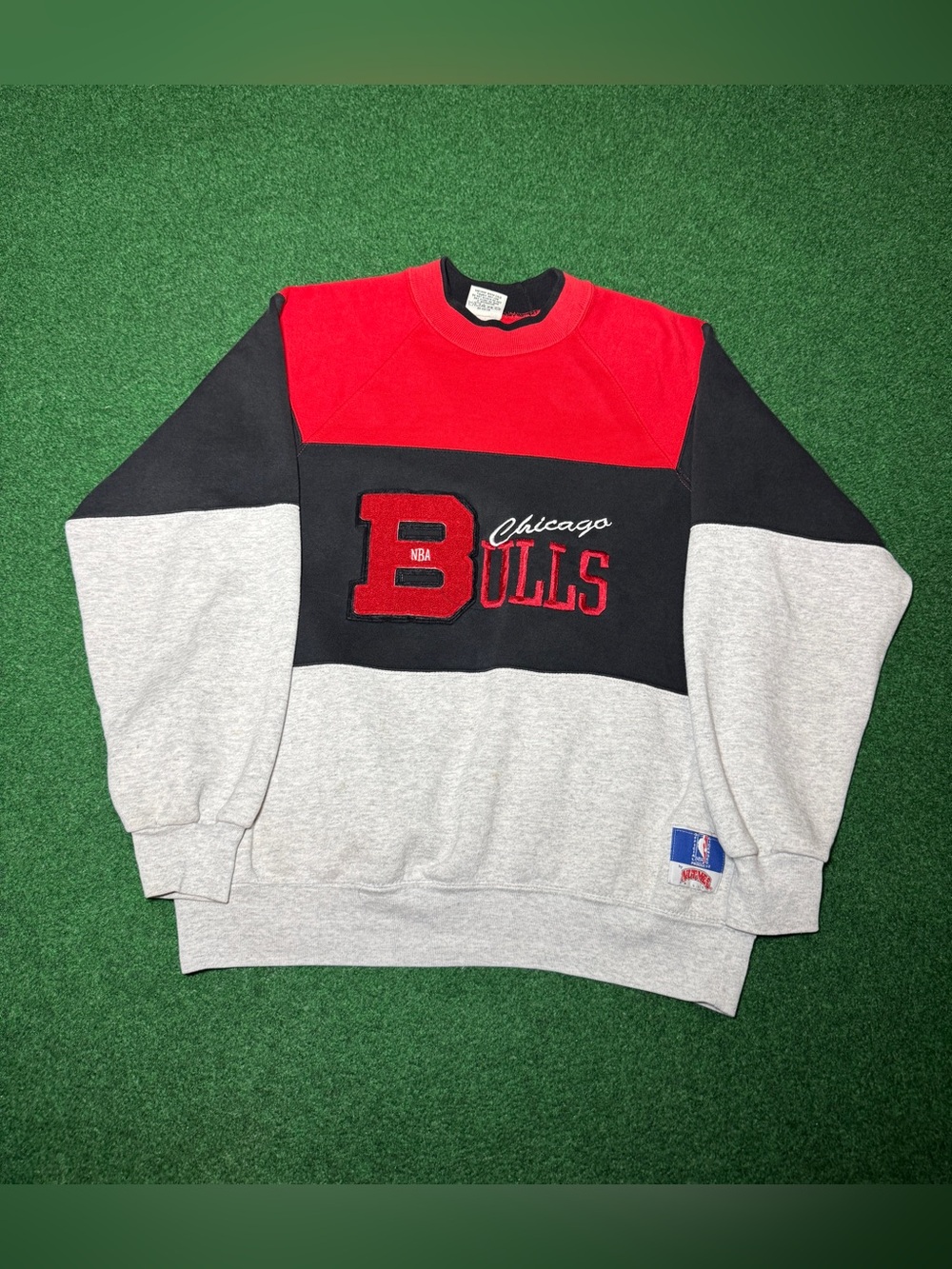 Chicago Bulls Vintage Sweatshirt Nutmeg Letterman Large Color block RARE
